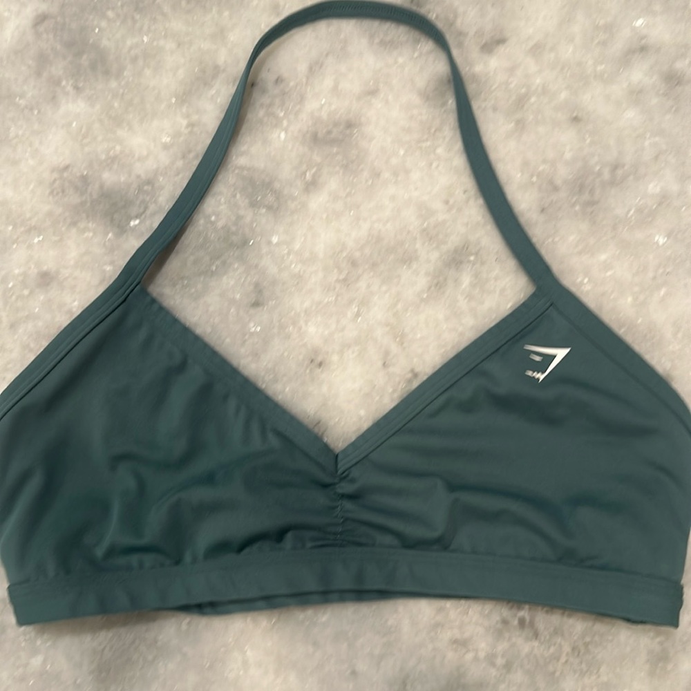 Gymshark green sports bra halter style size medium